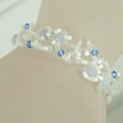 Bracelet M Silver 925 - Arabesque Chalcedony-Satin white - Bracelet M Silver 925 - Argent 925